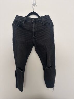 Abercrombie Black Distressed High-Rise Crop Jeans